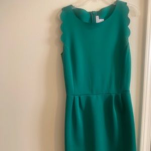 Emerald green scalloped dress, worn once, size 2